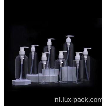 Factory 100 ml 250 ml 500 ml transparante ronde cosmetische lotionpomp en plastic fles ingesteld voor shampoo